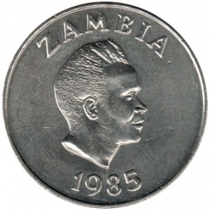 Аверс монеты Замбия, 20 нгве, 1985, 20 лет Банку Замбии
