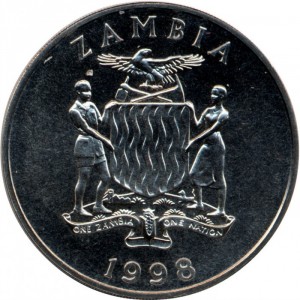Аверс монеты Замбия, 100 квач, 1998, Африканская фауна - Пеликан