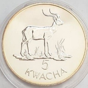 Реверс монеты Замбия, 5 квач, 1979, Охрана природы - Личи