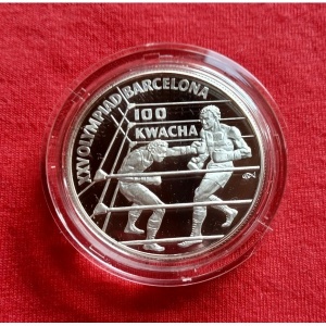 Реверс монеты Замбия, 100 квач, 1992, XXV летние Олимпийские Игры, Барселона 1992