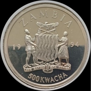 Аверс монеты Замбия, 500 квач, 1994, Права человека - Право на здоровье