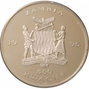 Аверс монеты Замбия, 500 квач, 1995, Права человека - Равенство