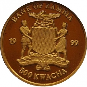 Аверс монеты Замбия, 500 квач, 1999, Давид Ливингстон