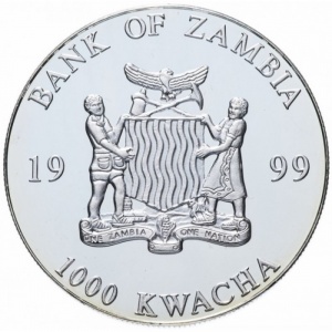 Аверс монеты Замбия, 1000 квач, 1998-1999, Единая валюта Европы - 50 евро, оборотная сторона
