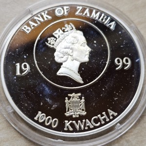 Аверс монеты Замбия, 1000 квач, 1999, XXVII Летние Олимпийские игры, Сидней 2000 - Метание диска