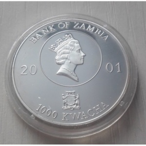 Аверс монеты Замбия, 1000 квач, 2001, Леди Диана - королева сердец