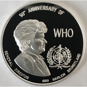Реверс монеты Замбия, 2500 квач, 1998, 50 лет Всемирной организации здравоохранения