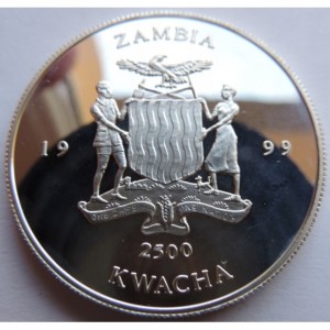 Аверс монеты Замбия, 2500 квач, 1999, Улоф Пальме