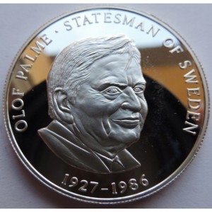 Реверс монеты Замбия, 2500 квач, 1999, Улоф Пальме