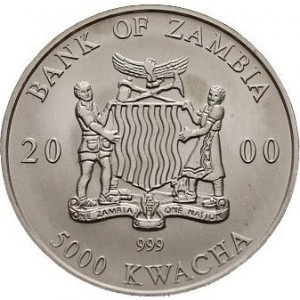 Аверс монеты Замбия, 5000 квач, 2000, Дикая природа Африки - Слон