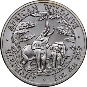 Реверс монеты Замбия, 5000 квач, 2003, Дикая природа Африки - Слоны