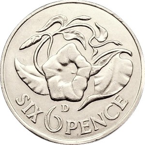 Реверс монеты Замбия, 6 пенсов, 1964