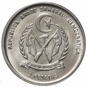 Аверс монеты Западная Сахара, 2 песеты, 1992