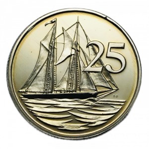 Реверс монеты Каймановы острова, 25 центов, 1972-1986