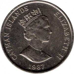 Аверс монеты Каймановы острова, 25 центов, 1987-1990