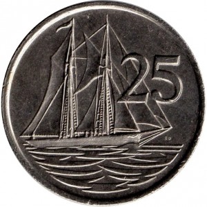 Реверс монеты Каймановы острова, 25 центов, 1987-1990