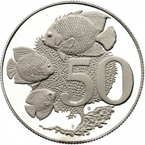 Реверс монеты Каймановы острова, 50 центов, 1972-1982