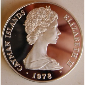 Аверс монеты Каймановы острова, 25 долларов, 1978, 25 лет коронации Елизаветы II. Держава