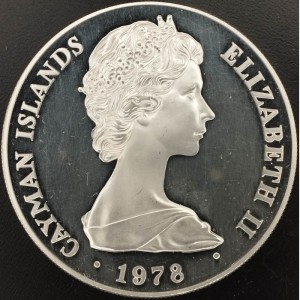 Аверс монеты Каймановы острова, 25 долларов, 1978, 25 лет коронации Елизаветы II. Корона святого Эдуарда