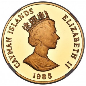 Аверс монеты Каймановы острова, 250 долларов, 1985, Королевская земля