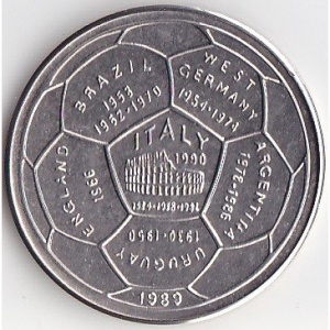 Реверс монеты Камбоджа, 4 риеля, 1989, Чемпионат мира по футболу - Италия 1990