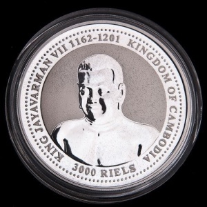 Аверс монеты Камбоджа, 3000 риелей, 2006, Китайский гороскоп - год собаки, Бладхаунд