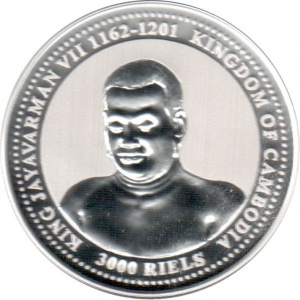 Аверс монеты Камбоджа, 3000 риелей, 2006, Китайский гороскоп - год собаки, Ньюфаундленд