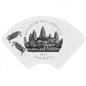 Аверс монеты Камбоджа, 3000 риелей, 2014, Морская жизнь - Rosy Fiddler Crab