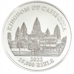 Аверс монеты Камбоджа, 15.000 риелей, 2022, Потерянные тигры Камбоджи