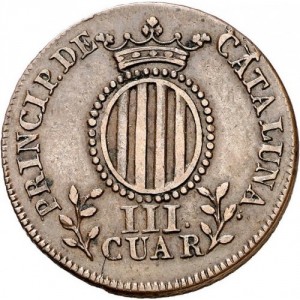 Реверс монеты Каталония, 3 кварто, 1836