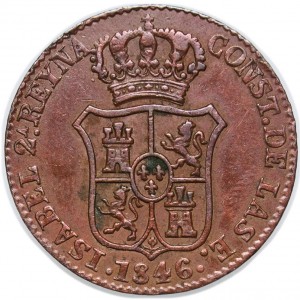 Аверс монеты Каталония, 3 кварто, 1836-1846