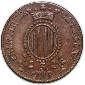 Реверс монеты Каталония, 3 кварто, 1836-1846