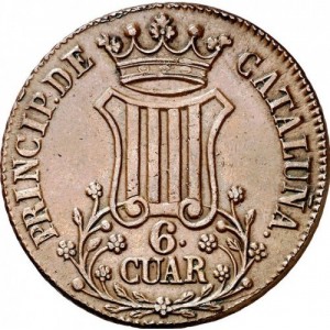 Реверс монеты Каталония, 6 кварто, 1836-1848