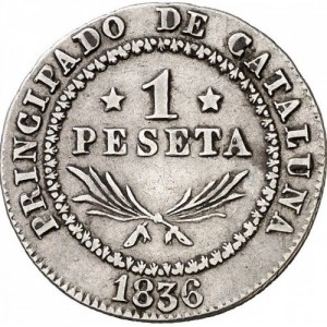 Реверс монеты Каталония, 1 песета, 1836-1837
