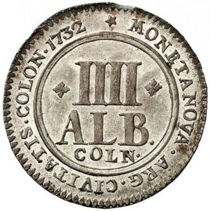 Реверс монеты Кельн, 4 альбуса, 1732