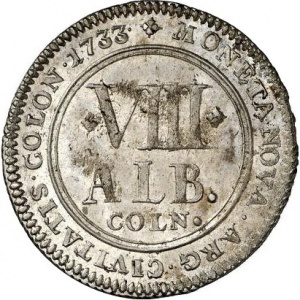 Реверс монеты Кельн, 8 альбусов, 1733-1735