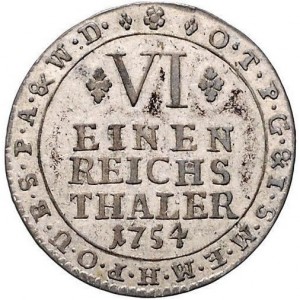 Реверс монеты Кельн, ⅙ талера, 1754-1756