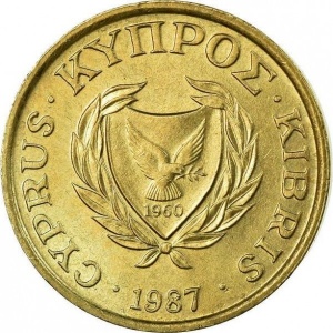 Аверс монеты Кипр, 1 цент, 1985-1990