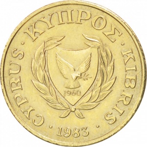 Аверс монеты Кипр, 2 цента, 1983