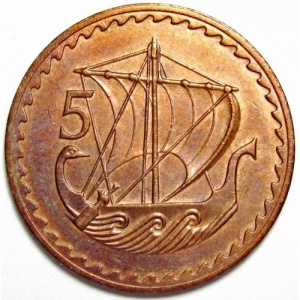 Реверс монеты Кипр, 5 милей, 1963-1980