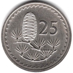 Реверс монеты Кипр, 25 милей, 1963-1982