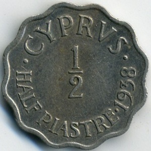 Реверс монеты Кипр, ½ пиастра, 1938