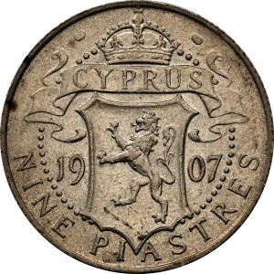 Реверс монеты Кипр, 9 пиастров, 1907