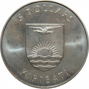 Аверс монеты Кирибати, 5 долларов, 1982, Королевский визит
