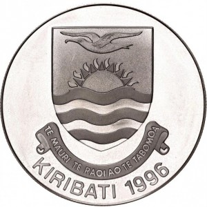 Аверс монеты Кирибати, 5 долларов, 1996, Первооткрыватель Кирибати