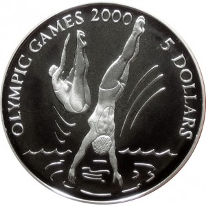 Реверс монеты Кирибати, 5 долларов, 1996, XXVII летние Олимпийские Игры, Сидней 2000