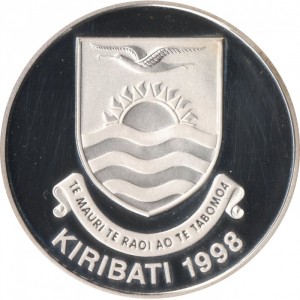Аверс монеты Кирибати, 5 долларов, 1998, Принцесса Диана – рождение принца Гарри