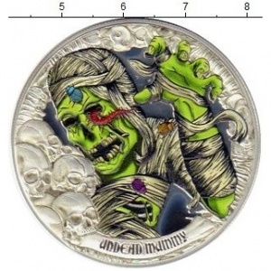 Реверс монеты Кирибати, 5 долларов, 2016, Монеты из склепа - Мумия-нежить