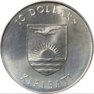Аверс монеты Кирибати, 10 долларов, 1984, 5 лет Независимости