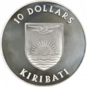 Аверс монеты Кирибати, 10 долларов, 1984, 5 лет Независимости
